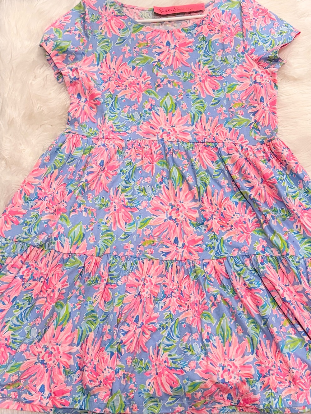 Lilly Pulitzer Blue Dress with Pink Floral Print